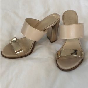 Nine West nude heeled sandals with metallic detail